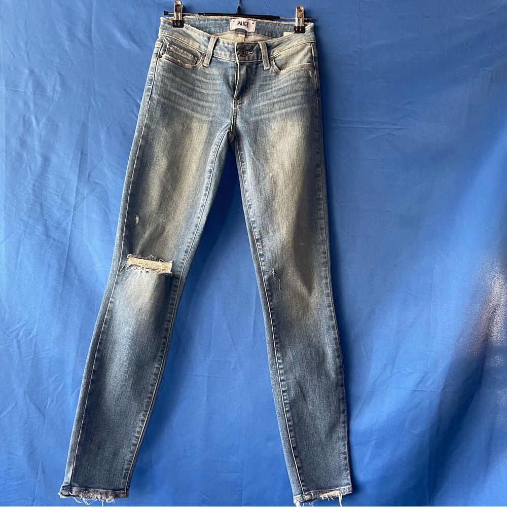 PAIGE women  Light Blue Distressed Skinny Jeans size 24